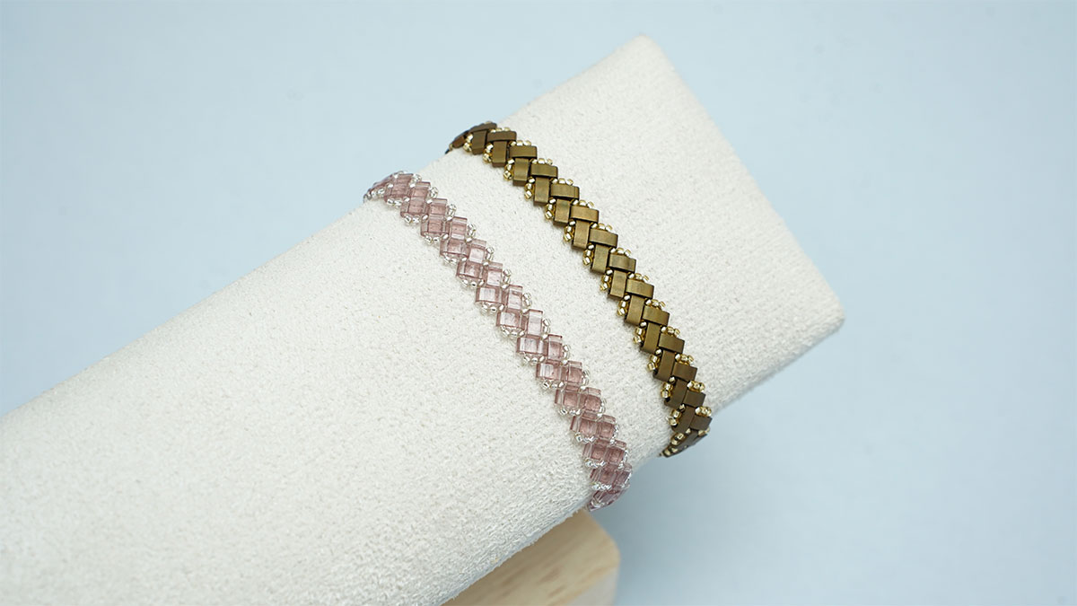 1 bracciale chevron con perle Miyuki Half Tila 1 bracciale chevron con perle Miyuki Half Tila