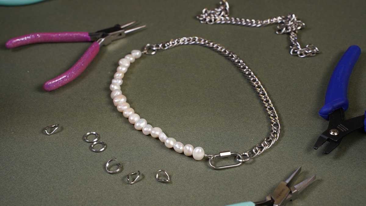 Schema Collana di perle d'acqua dolce e catena a cordoncino Schema Collana di perle d'acqua dolce e catena a cordoncino