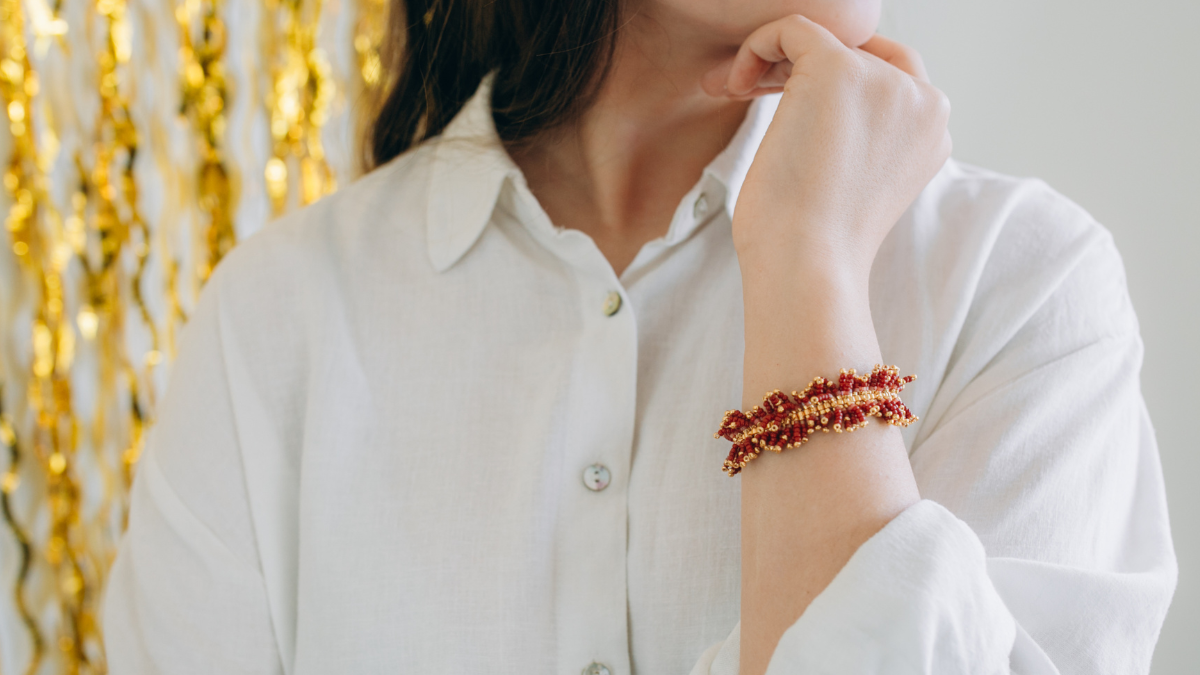 Bracciale con frange Miyuki bordeaux e Dorato Bracciale con frange Miyuki bordeaux e Dorato