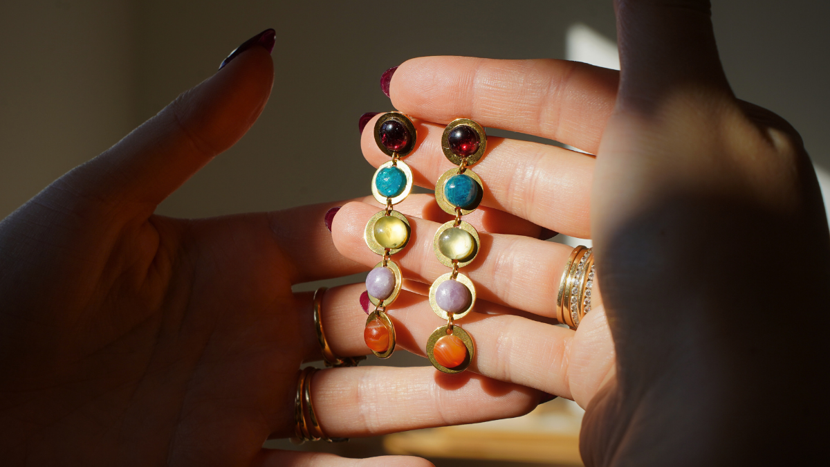 Boucles d'oreilles pendantes pierres gemmes Boucles d'oreilles pendantes pierres gemmes