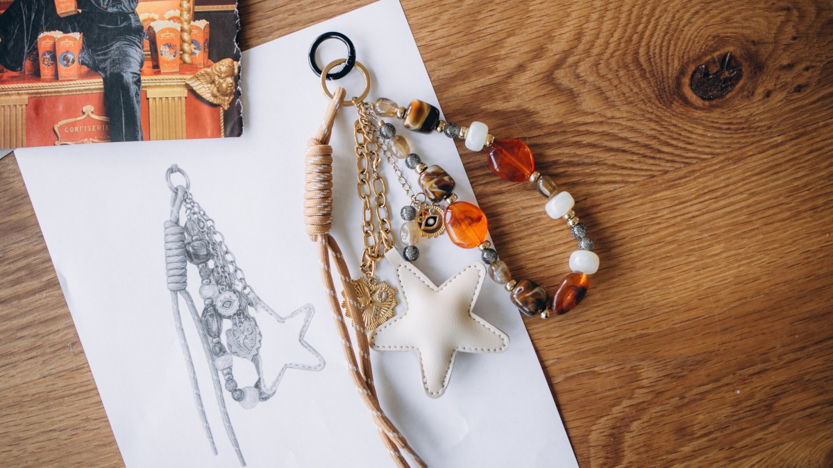 Gioielli da borsa fai da te ciondoli in acciaio inossidabile e perle in resina Gioielli da borsa fai da te ciondoli in acciaio inossidabile e perle in resina