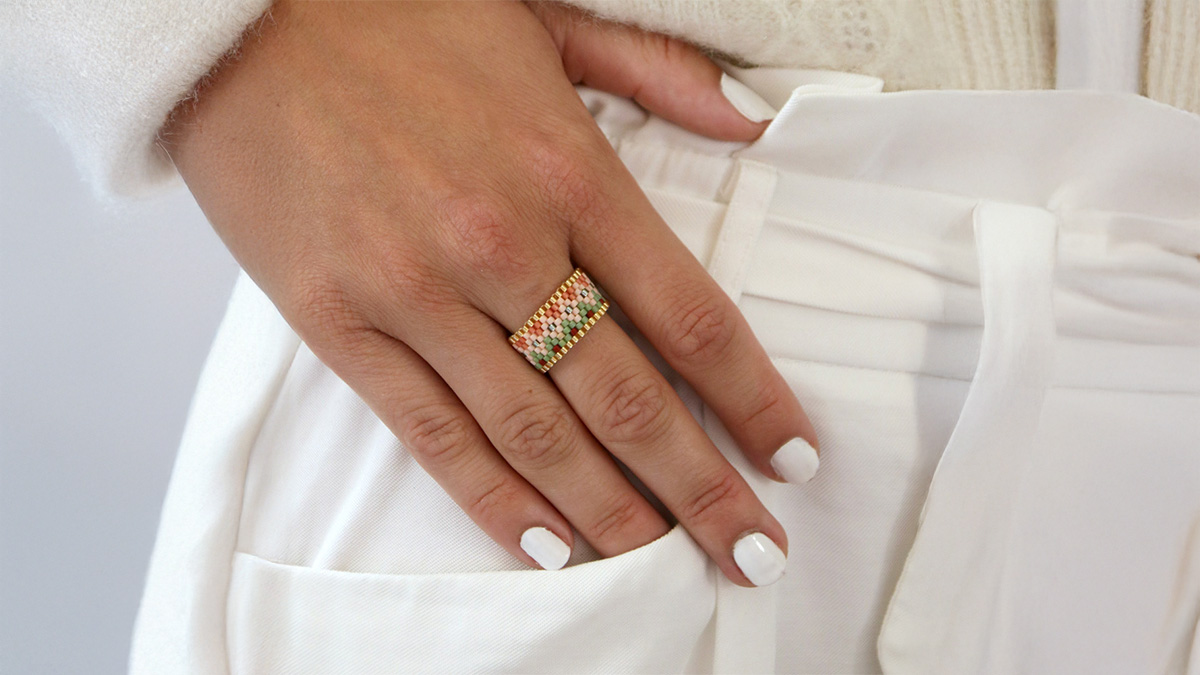 Anello Peyote Pair con Miyuki 11/0 Anello Peyote Pair con Miyuki 11/0