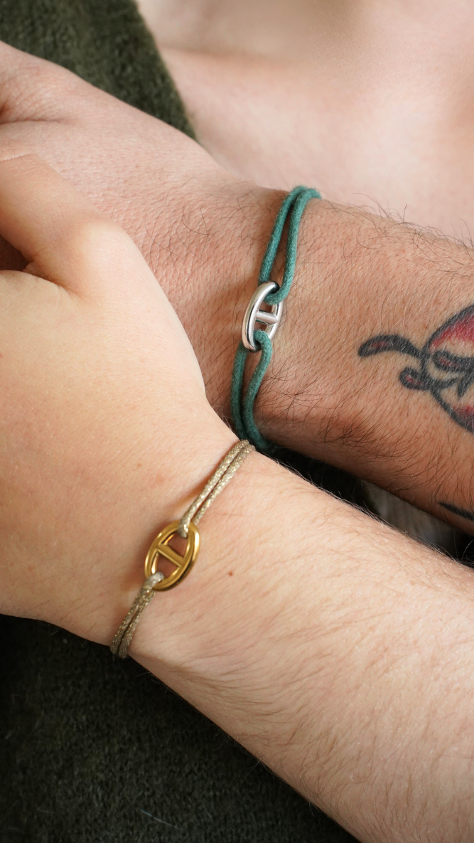 Schema Duo di braccialetti in corda e rete navy Schema Duo di braccialetti in corda e rete navy