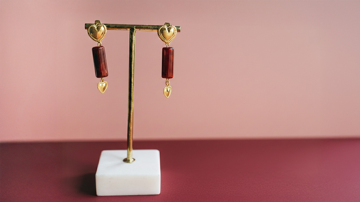 Boucles d'oreilles pendantes coeurs Boucles d'oreilles pendantes coeurs