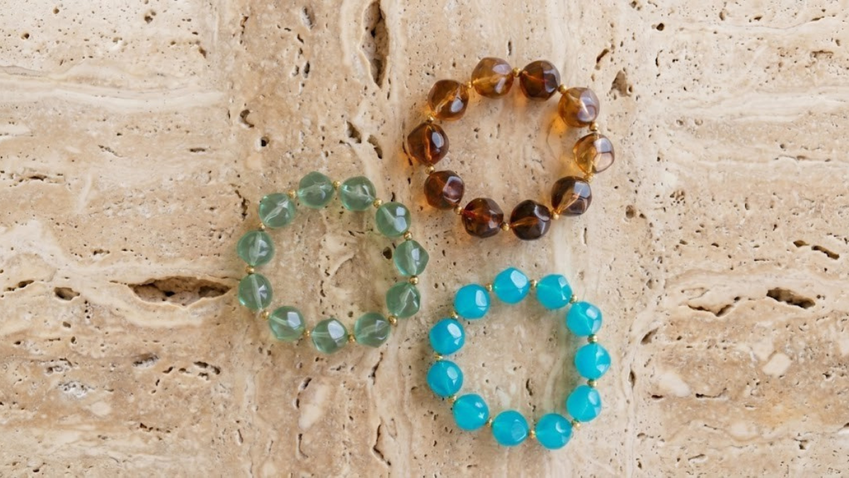 Braccialetti con perline rotonde in resina Braccialetti con perline rotonde in resina