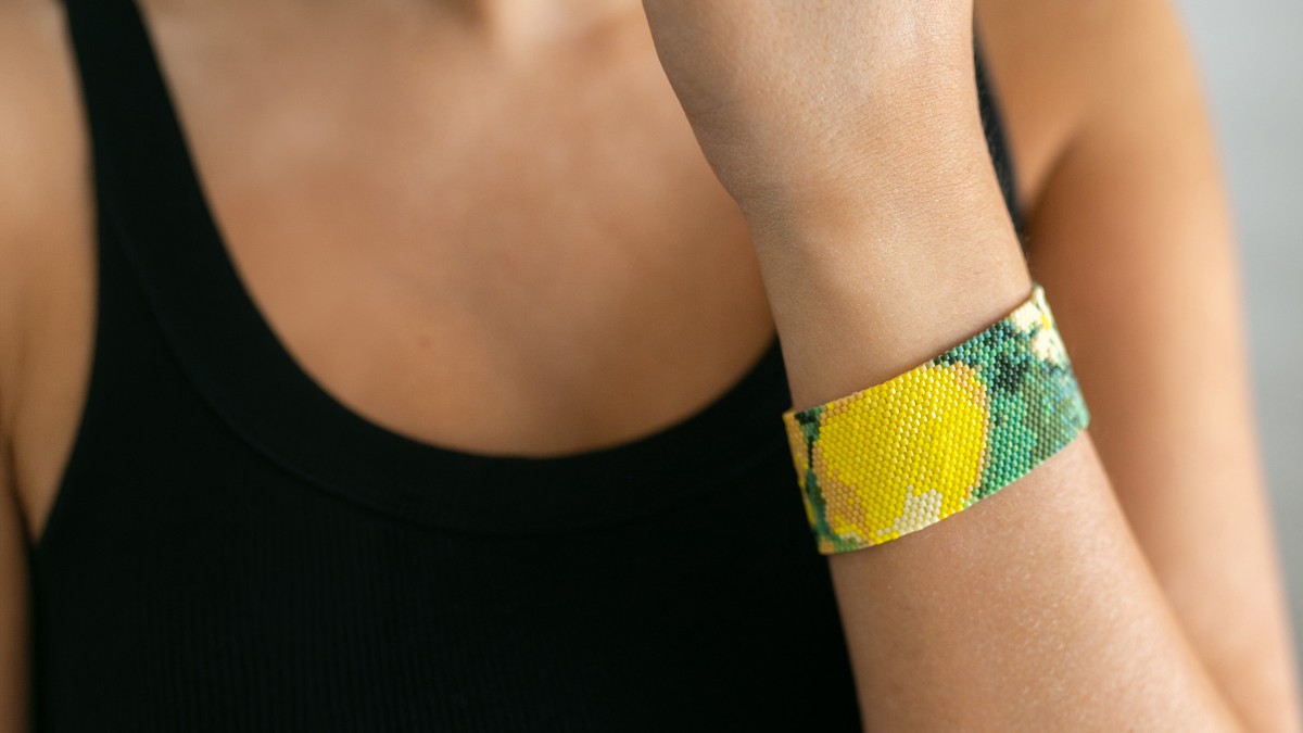 Bracciale con motivo a limoni in intreccio di perle con Starter Strip Bracciale con motivo a limoni in intreccio di perle con Starter Strip